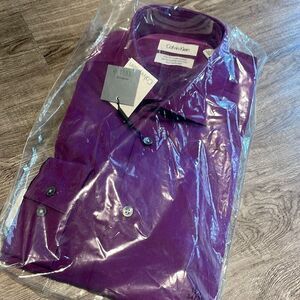 Calvin Klein Slim Fit Performance Dress Shirt-PURPLE-15.5-34/35